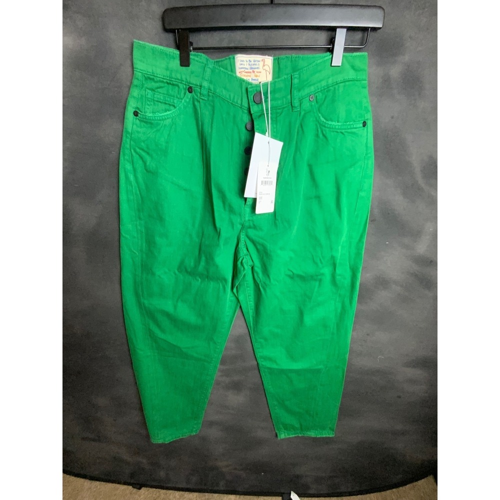 Sandrine Rose Green‎ Denim Pants 31 Sapin Cinch Back Tapered High Rise New NWT
